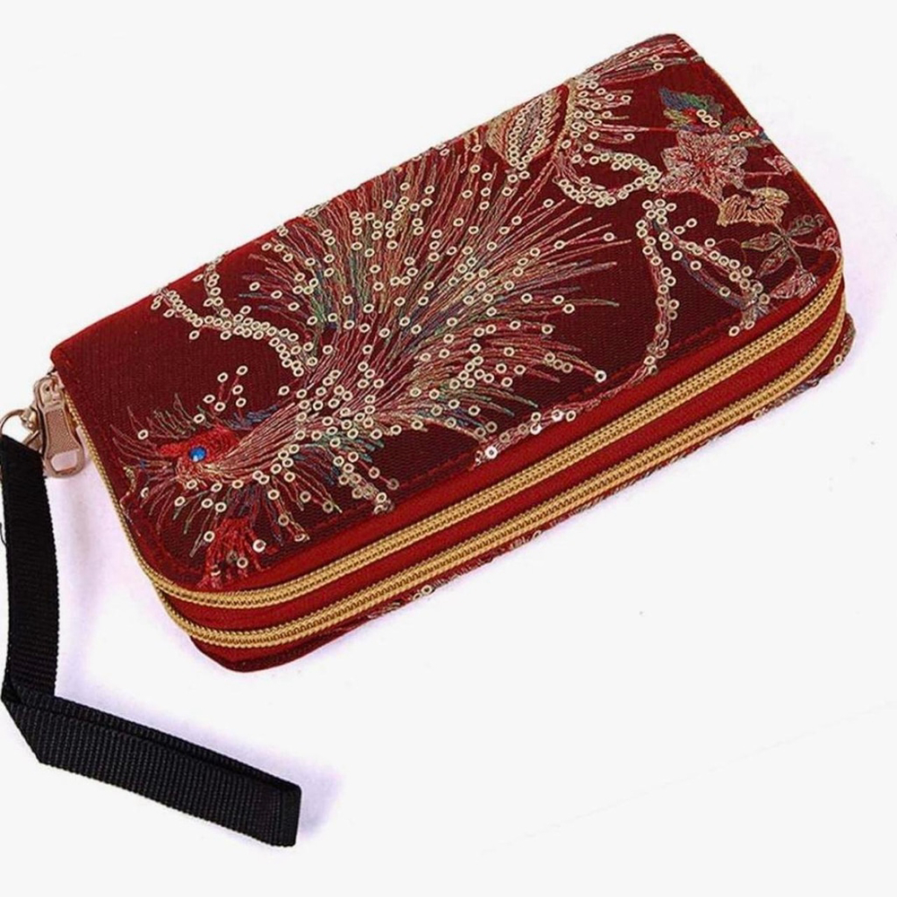 Red sequin clutch with floral design #glamour #party #eveningwear - Picture 2 of 4